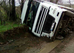 В Новоаненском районе перевернулся грузовик