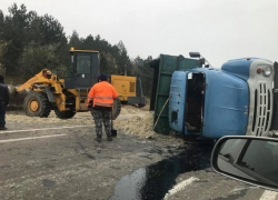 Грузовик с отходами производства сахара перевернулся в Единцах