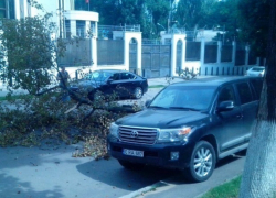 У посольства РФ ветка от дерева упала на машину главы ГП "Железная дорога Молдовы", либерала Юрия Топалэ