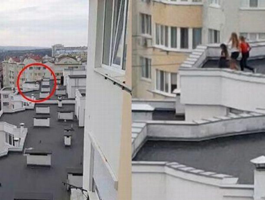 В Кишиневе дети опасно играли на крыше новостроя