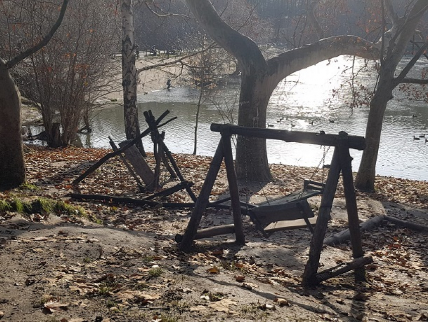 Вандалы разрушили оригинальные качели в парке Долина Роз