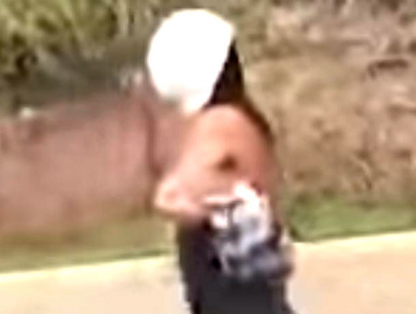 Прогулку обнаженной девушки с юбкой на голове вдоль трассы сняли на видео