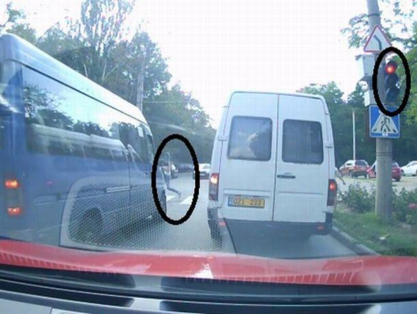 На Ботанике маршрутка проехала на красный свет и едва не сбила пешехода