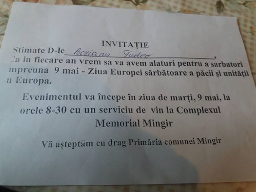В Хынчештах ветерана ВОВ пригласили отпраздновать 9 мая День Европы 