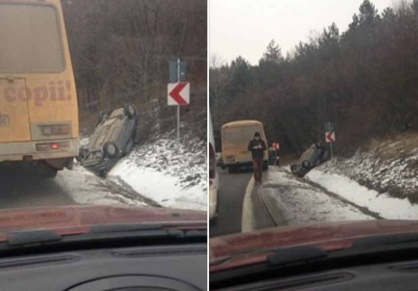 В Хынчештском районе перевернулся автомобиль, есть пострадавшая