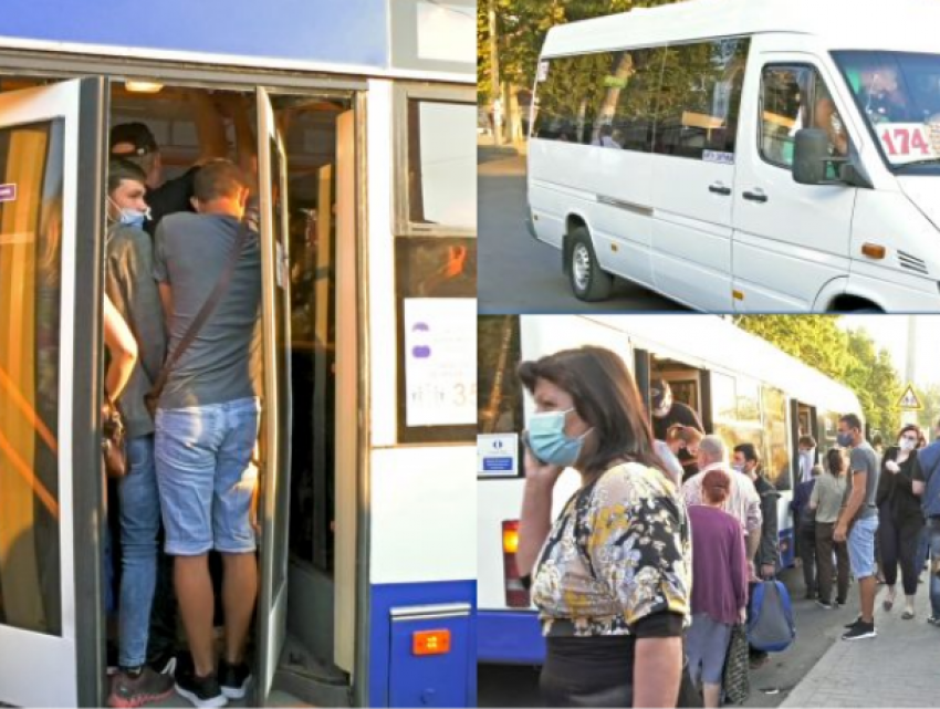В общественном транспорте Молдовы пассажиры толпятся без масок