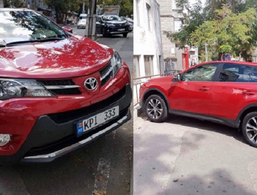 Автохам на Toyota полностью перекрыл движение пешеходам в центре Кишинева