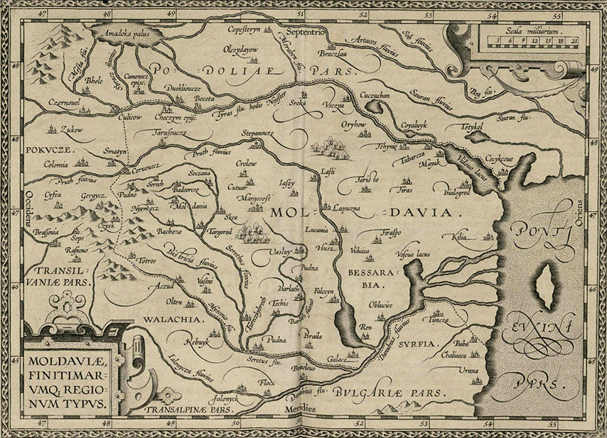 Карта Молдавии, XVI век (Молдавское историко-географическое общество)